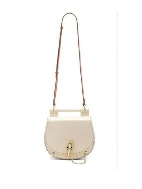 SANCIA-BABYLON BAR TOOTH BAG IN ECRU & WHISKEY